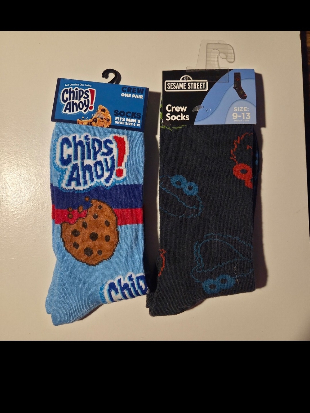 Light Blue Crazy Socks Cookie Monster Crew Socks